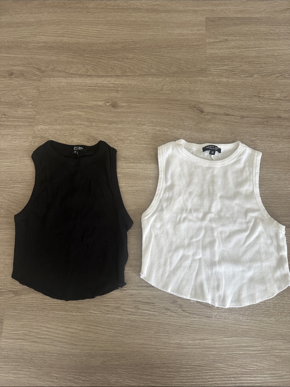 Nasty Gal Ribbed Tank Top Duo in Black and White